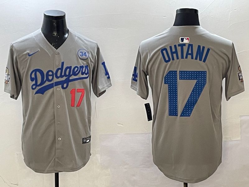 Men Los Angeles Dodgers #17 Ohtani Grey Fashion 2025 Nike MLB Jersey style 1->los angeles dodgers->MLB Jersey